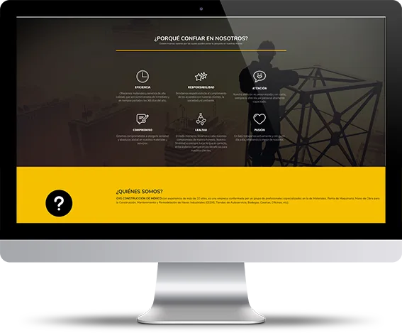 Vista del sitio web de GYG Construcción